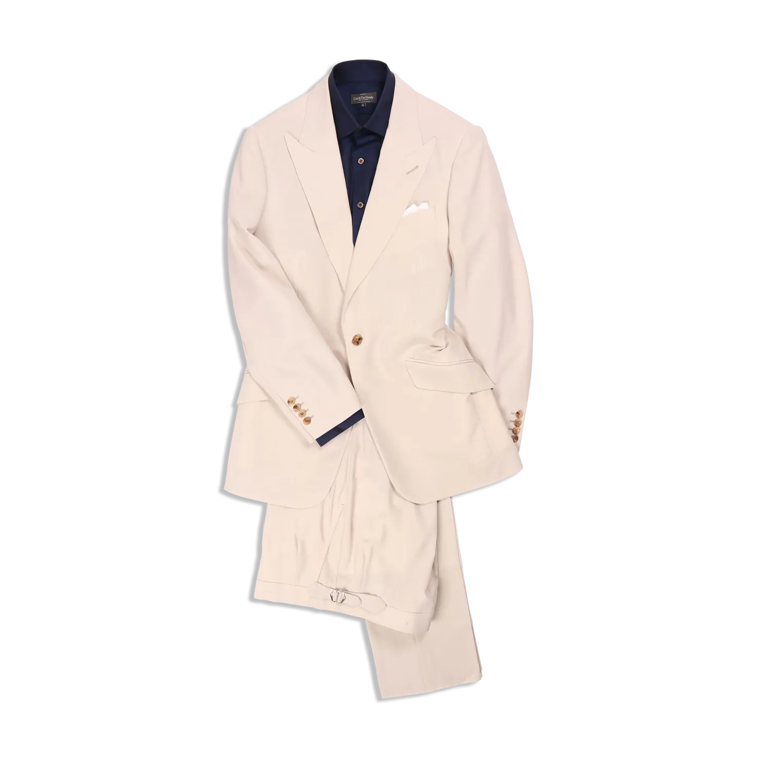 Single Breasted Peak Lapel Suit in Cream Tropical Wool