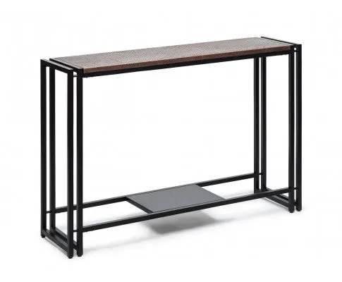 Sleek Hallway Console Table with Copper Textured Top