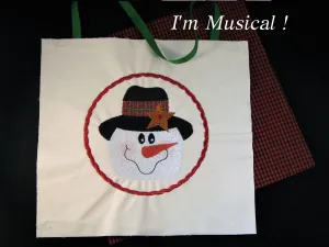 Snowman Head Music Box Pillow -- Personalized Embroidered MUSICAL Keepsake