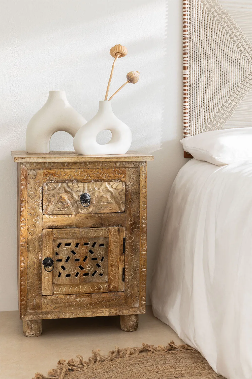 Stylish Mango Wood Bedside Table