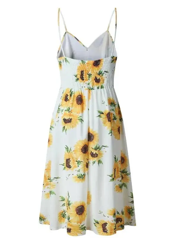 Sun-kissed Sunflower Midi Dress