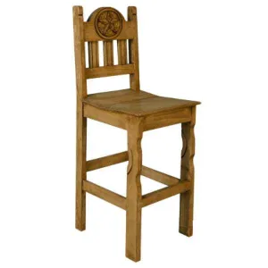 TRADITIONAL TEXAS BARSTOOL WITH CARVED STAR