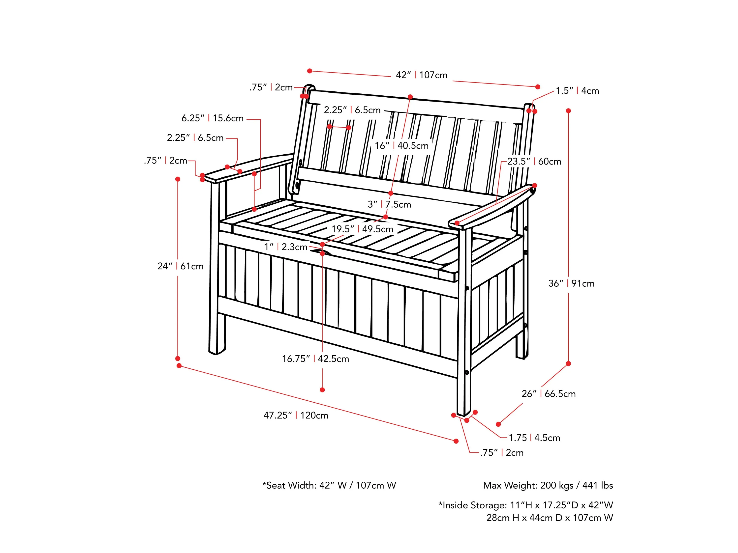 Washed White Wooden Storage Bench