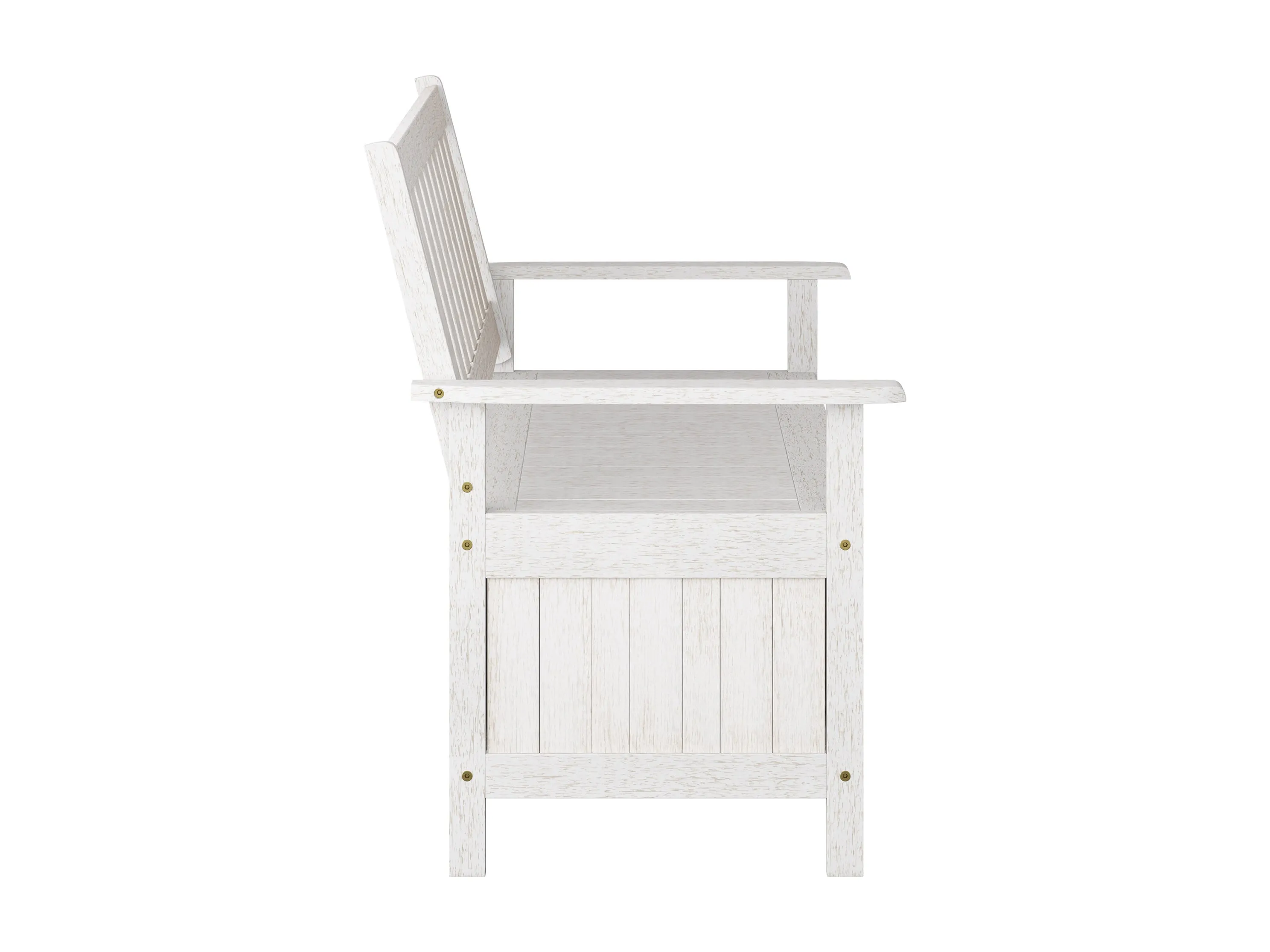 Washed White Wooden Storage Bench