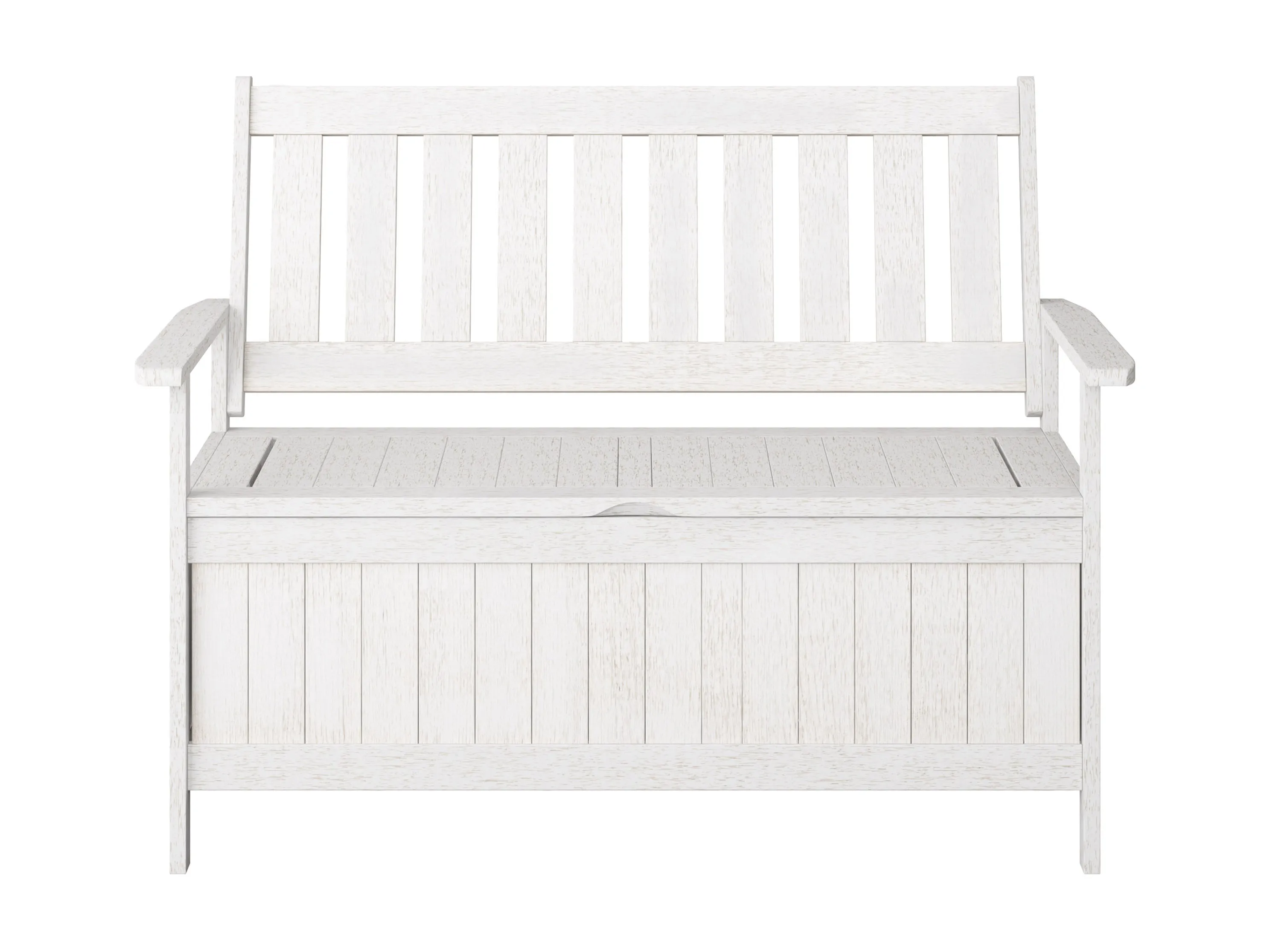 Washed White Wooden Storage Bench