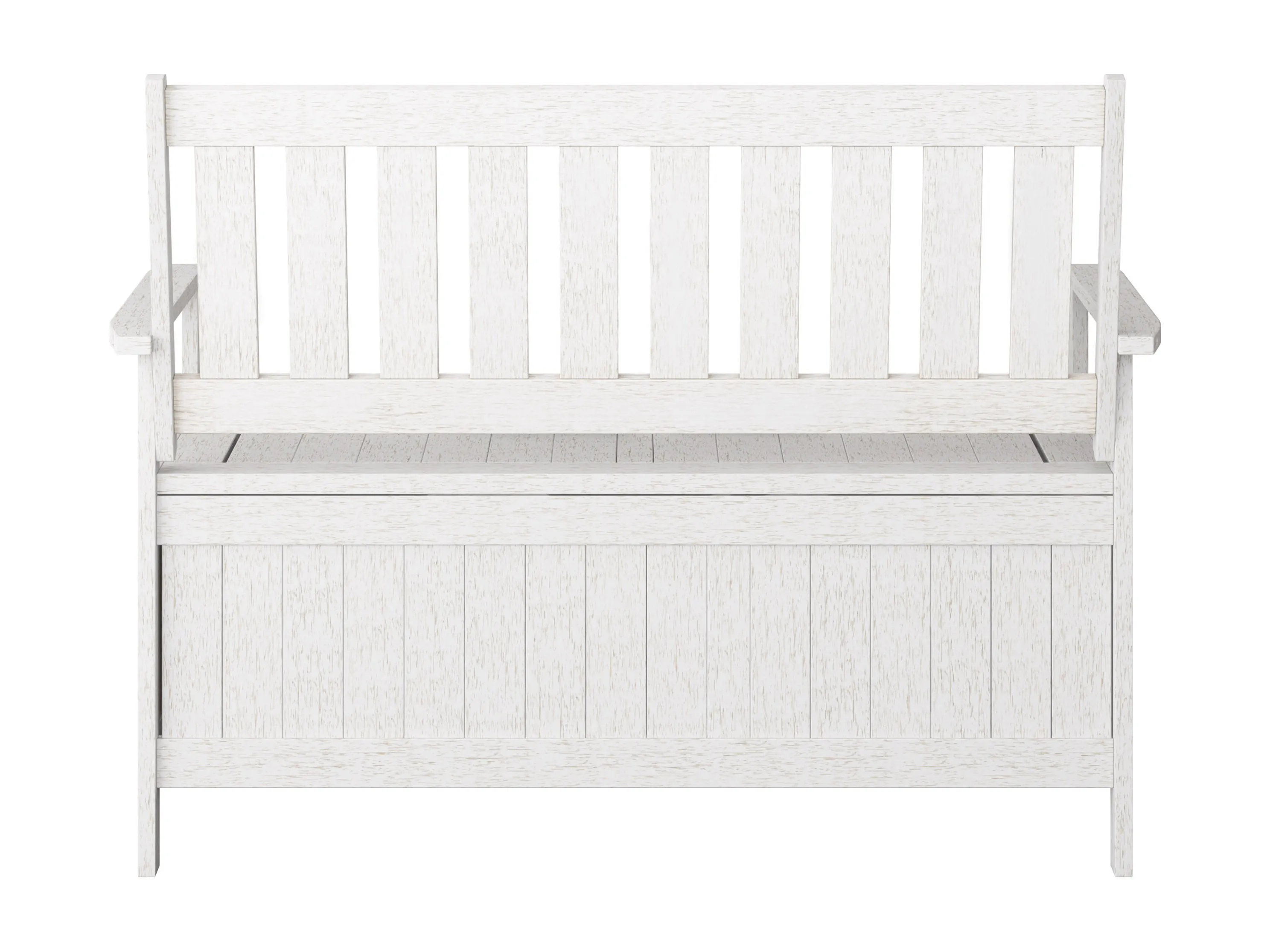 Washed White Wooden Storage Bench