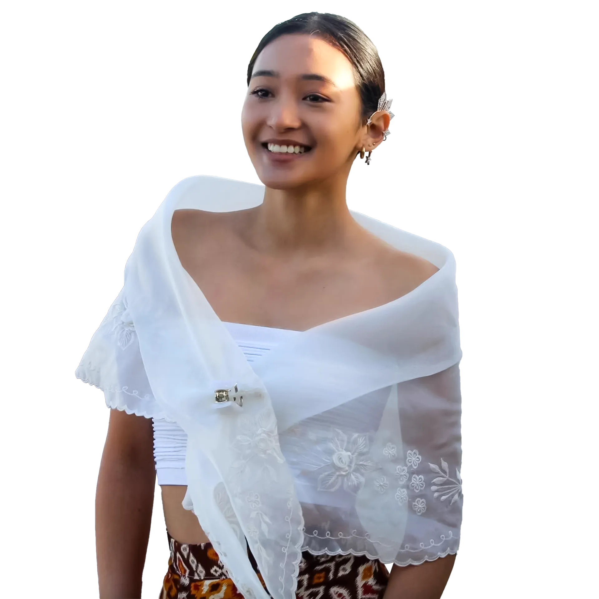 White Premium Filipiniana Alampay - Marie - MRA02