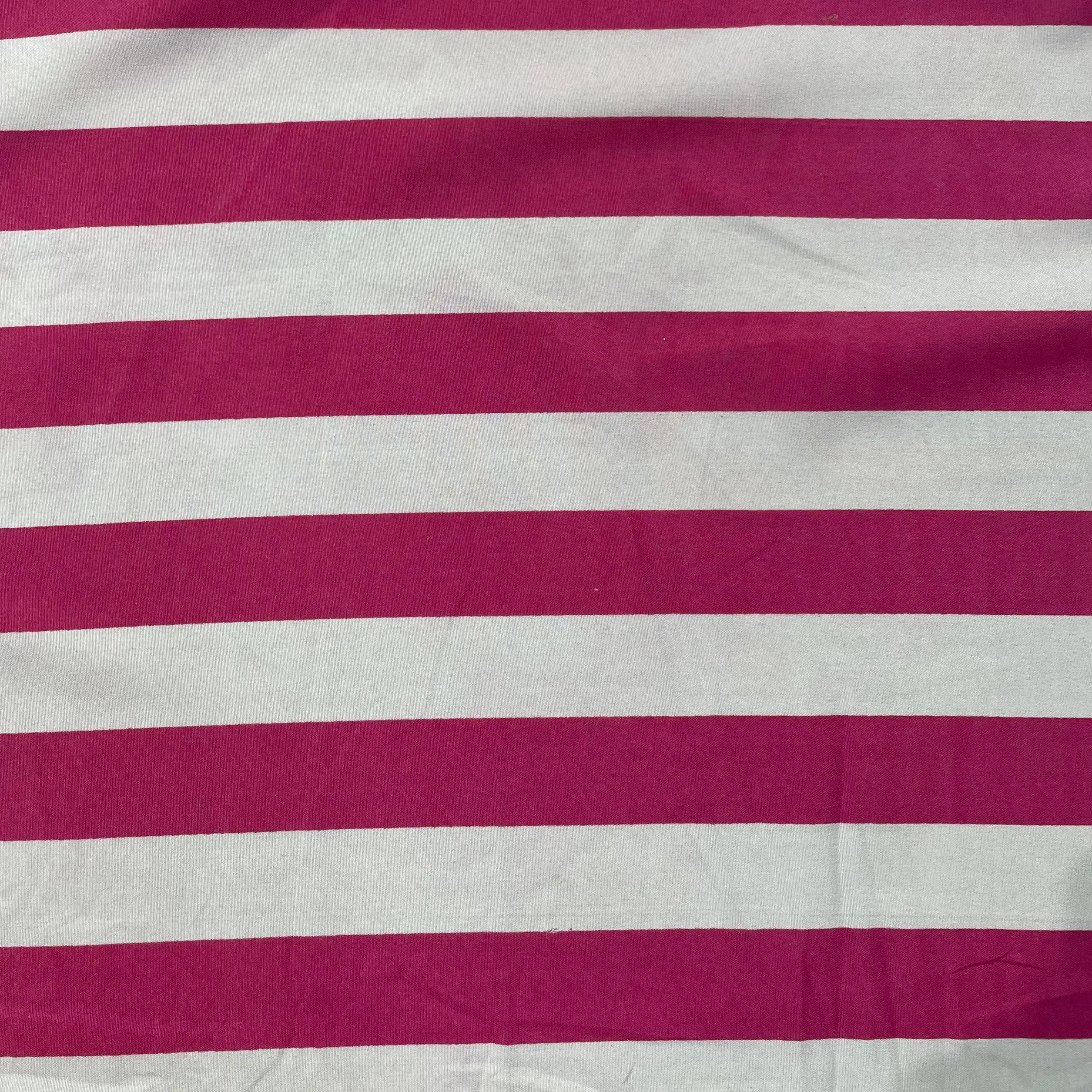 White With Pink Stripes Crepe Fabric